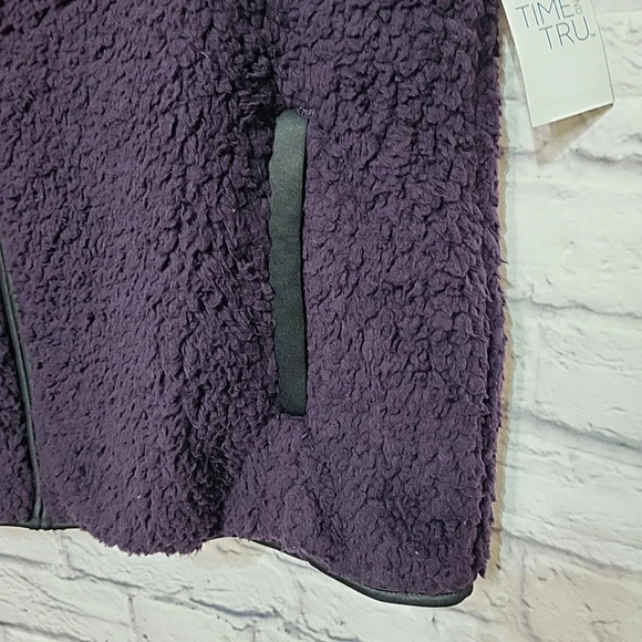 Time And Tru Sherpa XL Vest Purple/ Eggplant With Pockets Full Zipper 16w - 18w - Picture 3 of 10